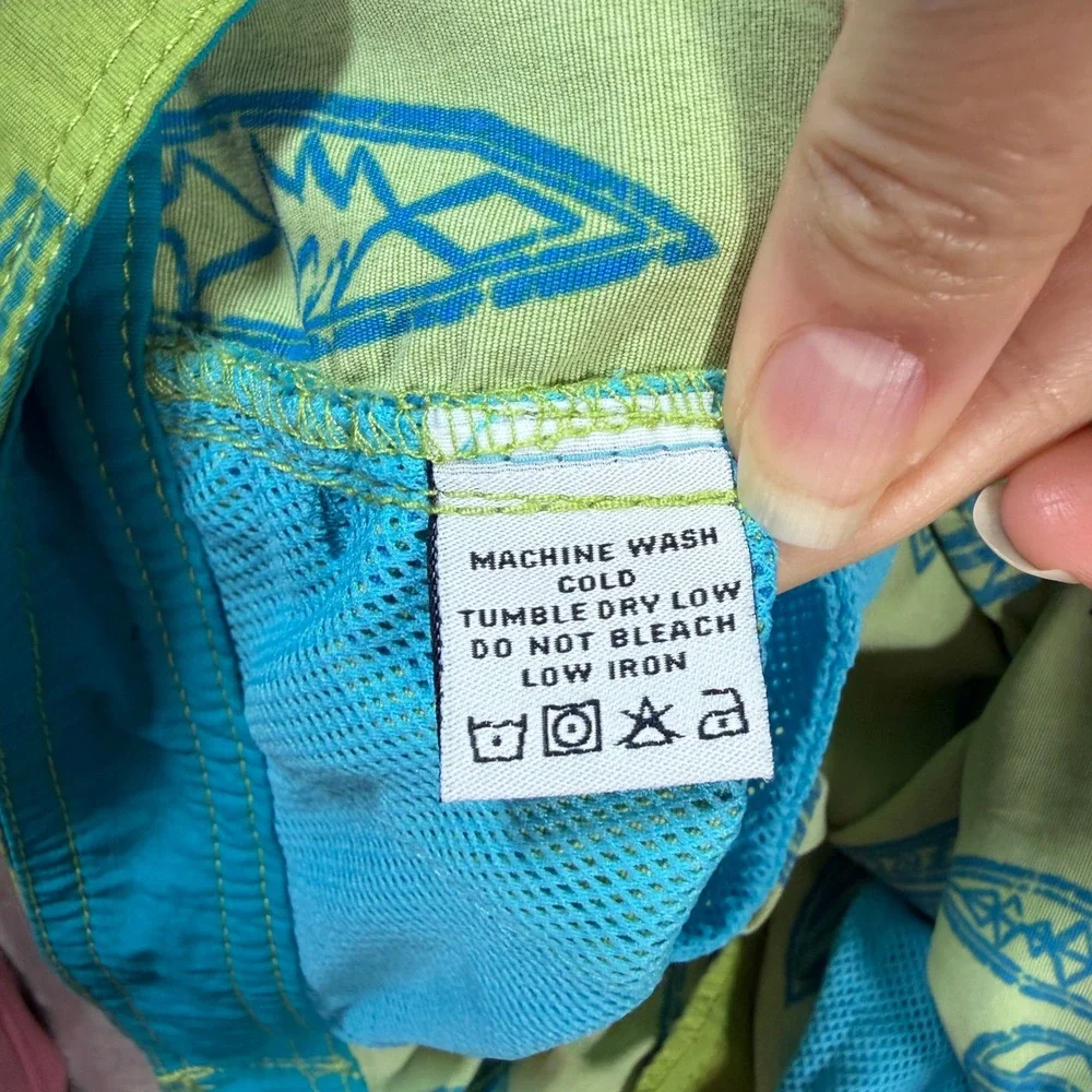 Reyn Spooner Board Shorts Men 36 Green AOP Surfboard Print Beachwear Surf Summer